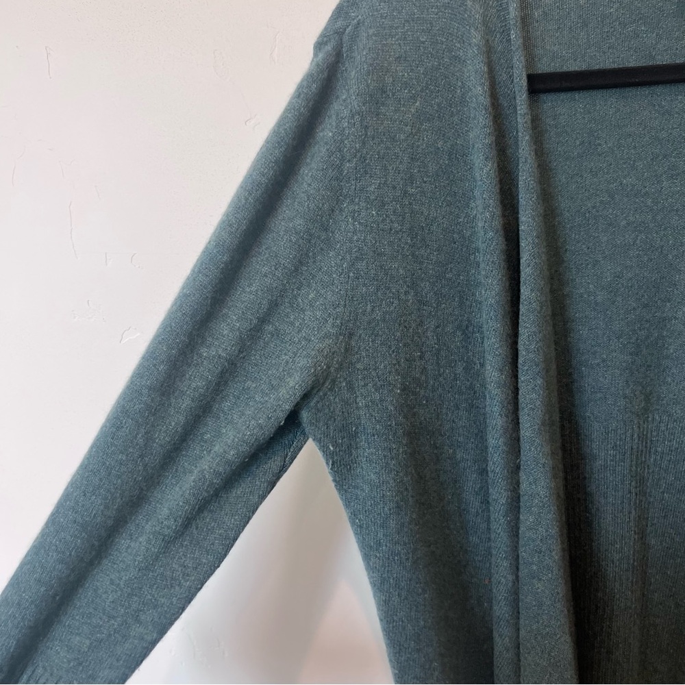 St Tropez Blue Teal Sweater Cardigan 2-Ply Cashmere Womens Large Soft Classy - Picture 3 of 12
